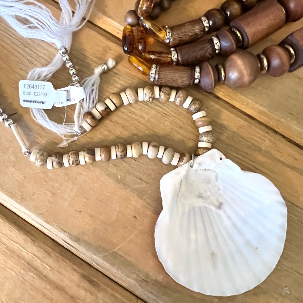 New! Free People Love Letter To The Sea Shell Necklace With Adjustable Ribbon - Picture 6 of 6